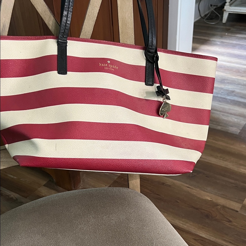 Kate Spade Red and Cream Nautical Striped Tote